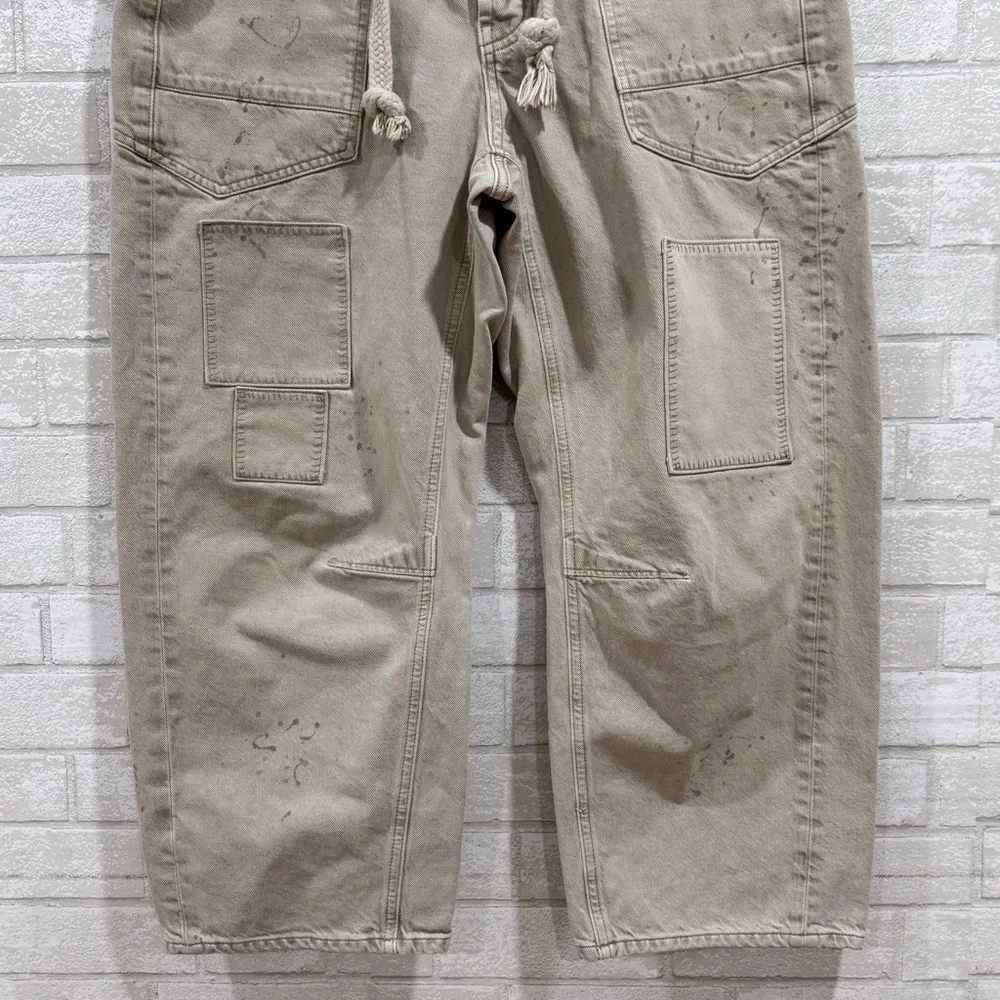 FREE PEOPLE WE THE FREE MOXIE LOW SLUNG PULL ON BARREL JEANS - JETTY - SZ - 29 - Picture 3 of 13